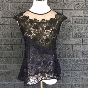 NWT GORGEOUS Deletta Blouse baby/black lace Sz XS